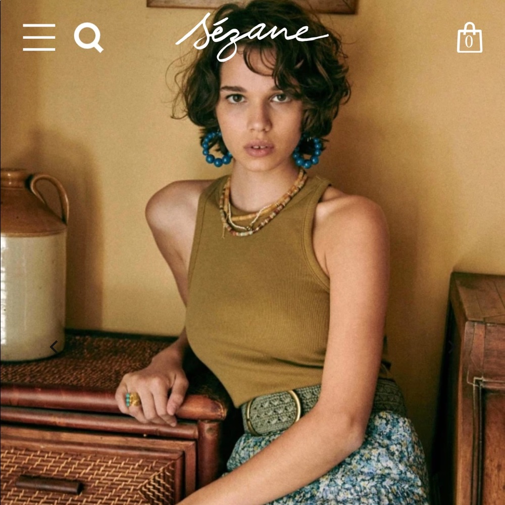 Sezane “Marcelo” top, khaki, M